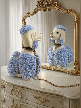 Porcelain ceramic vintage Spaghetti poodle figurine dogs collection home decor